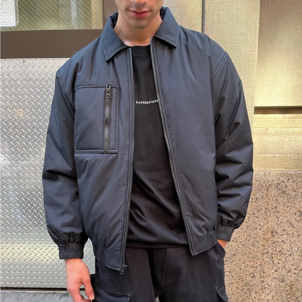 NWT Oak + Fort • black puffer shacket sz XS
